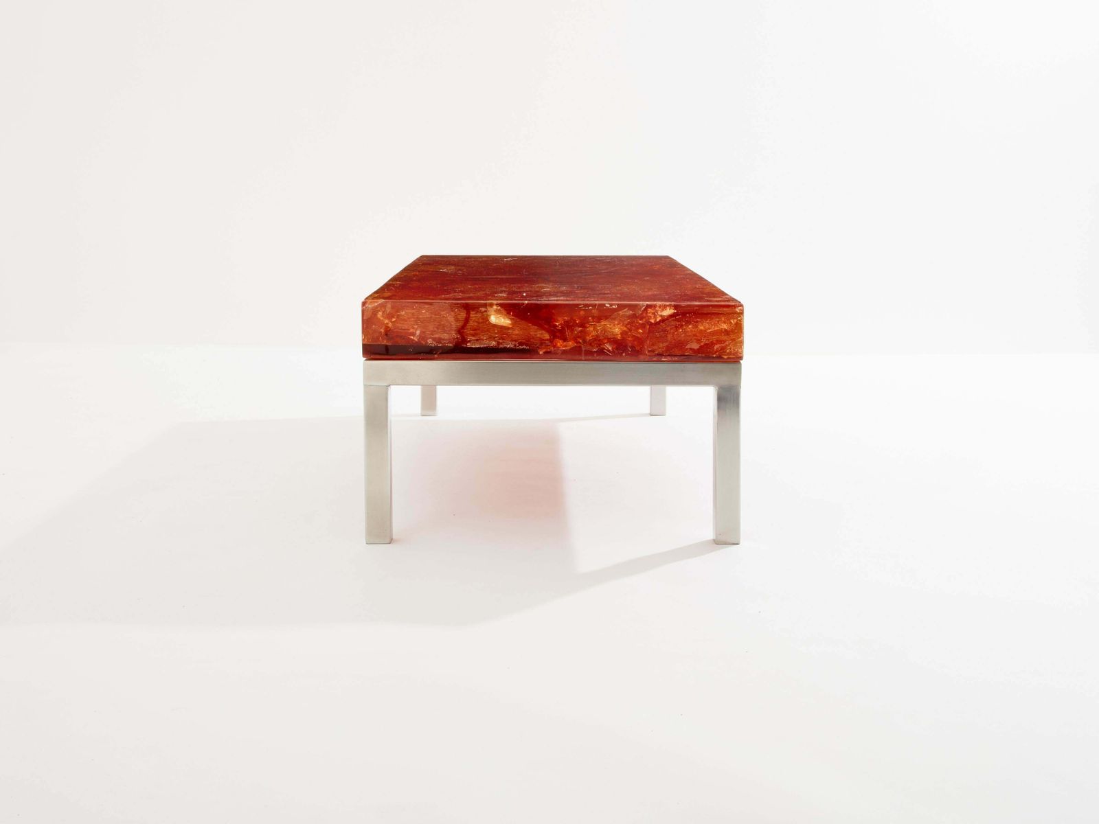 Furniture Marie Claude De Fouquières Orange Fractal Resin Coffee Table 1970 photo