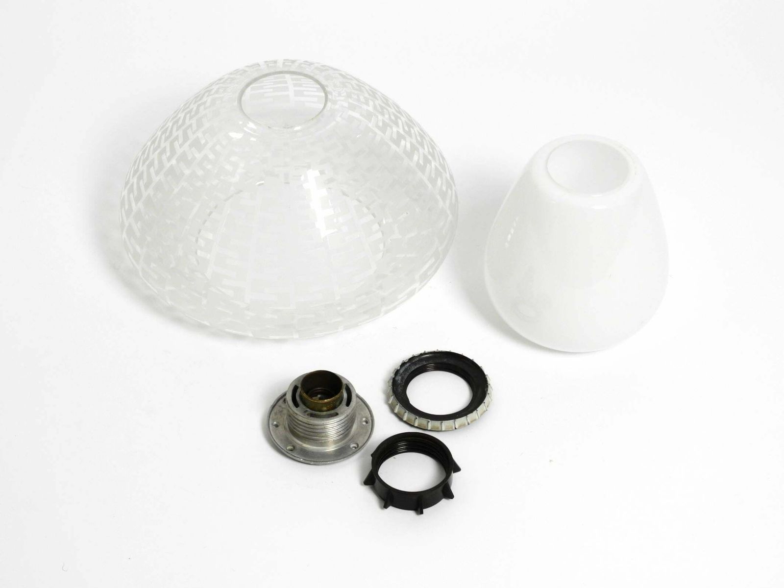 photo for sale Mid Century Double Glass Ceiling Lamp By Wilhelm Wagenfeld For Peill & Putzler