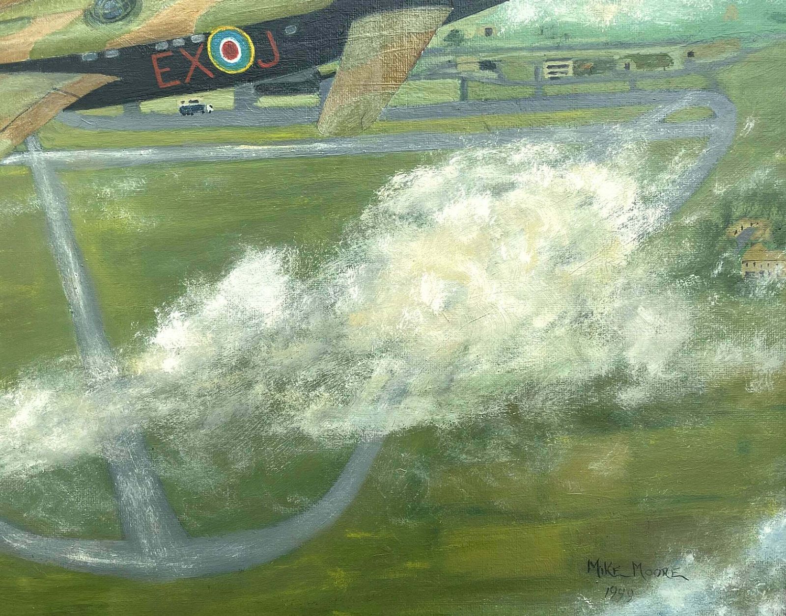 Fine Vintage Oil On Board Portrait Of A Wellington Bomber In Flight photo vinterior