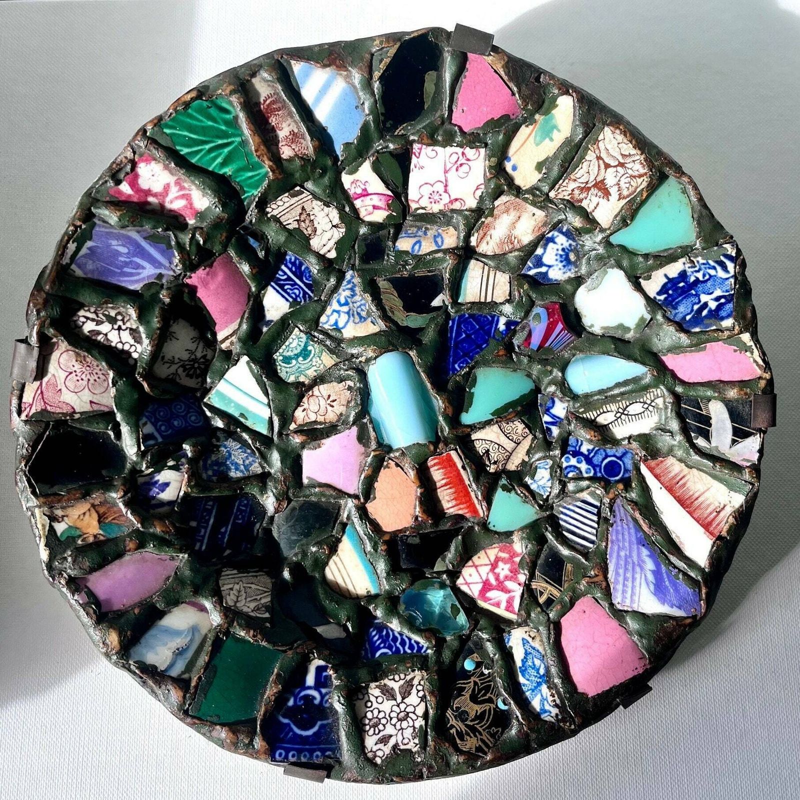Naive And Brut Folk Art Plate "Picplate".Decorative Plate For Hanging.Pique Assiette photo for sale