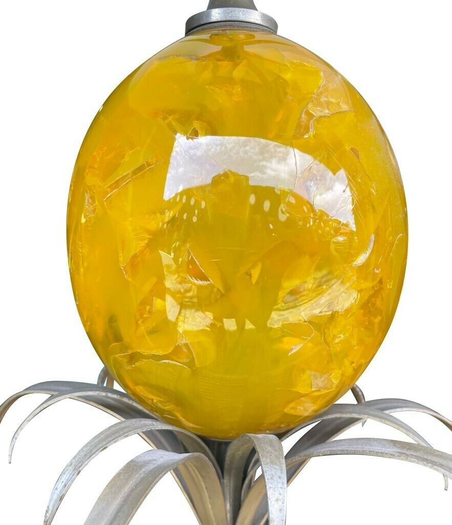 A Large 1960s Maison Charles Style Yellow Egg Lamp With New Bespoke Linen Shade photo Lighting