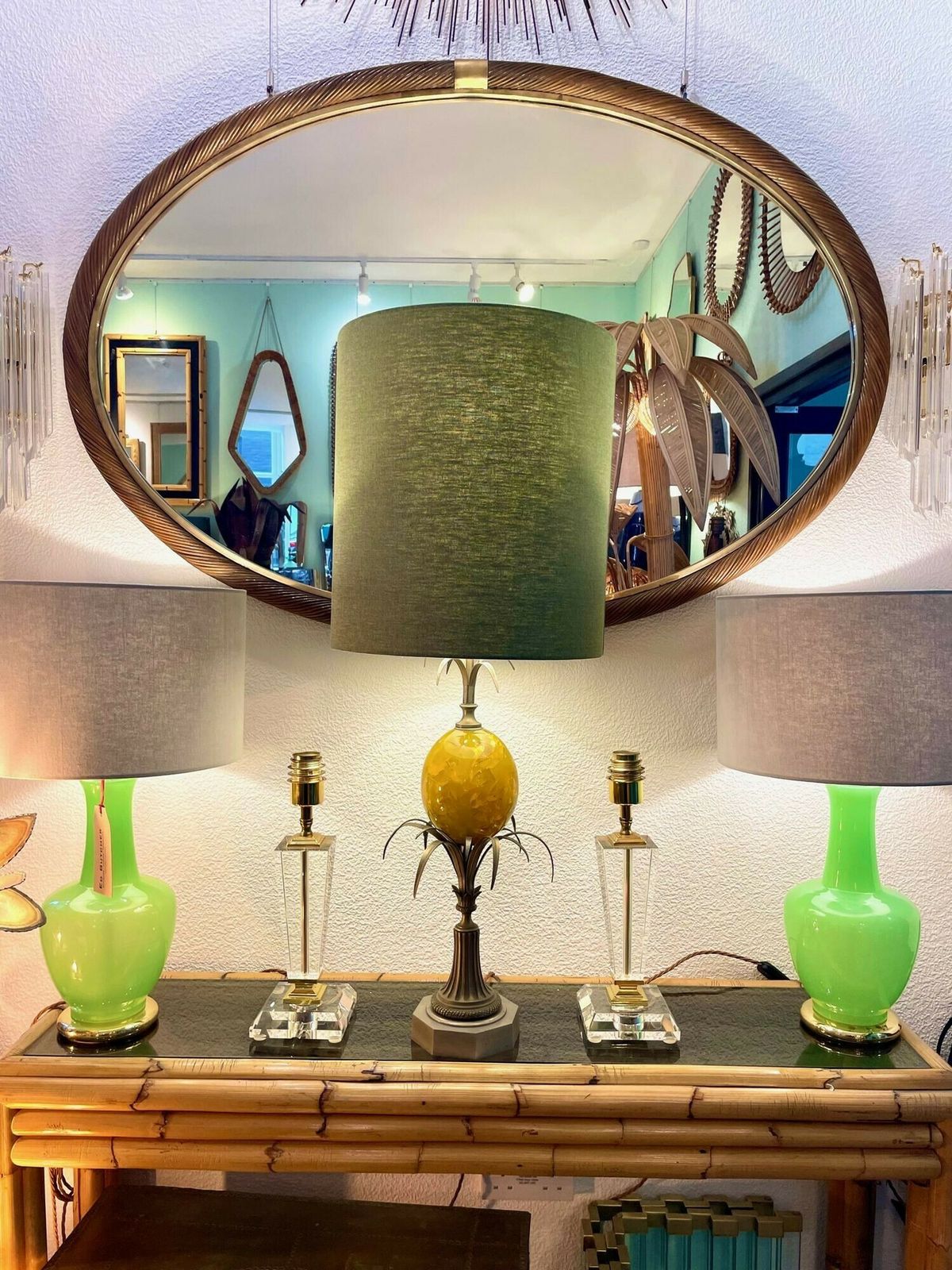 1375.0 A Large 1960s Maison Charles Style Yellow Egg Lamp With New Bespoke Linen Shade photo