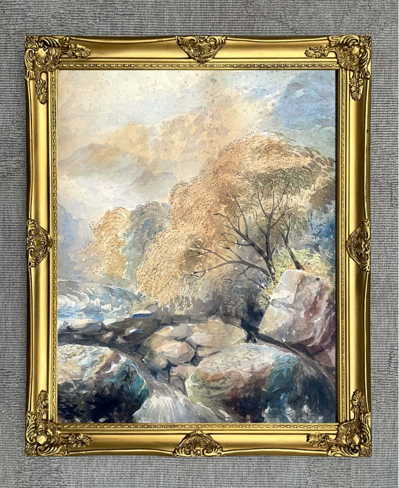 Fine Early C20th Watercolour Of A River Landscape   Circ David Cox Snr (1783 1859)