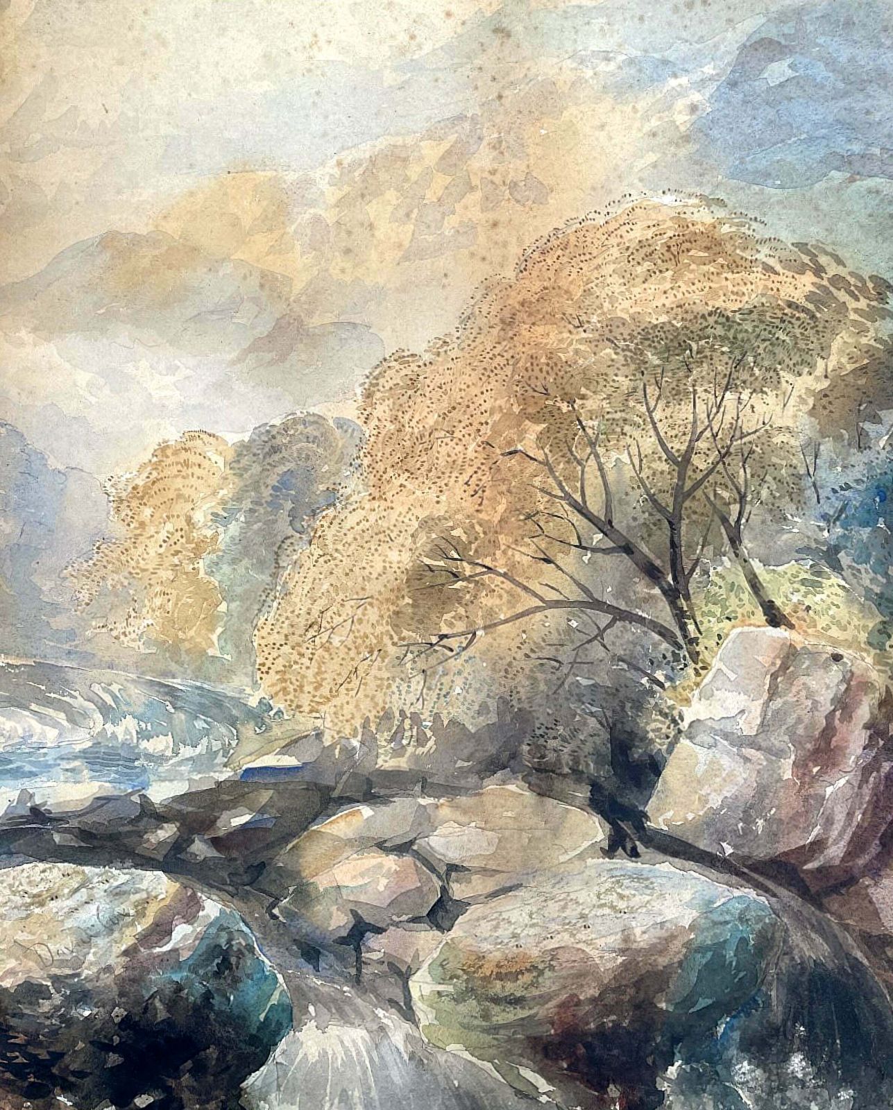 Fine Early C20th Watercolour Of A River Landscape   Circ David Cox Snr (1783 1859) photo furniture