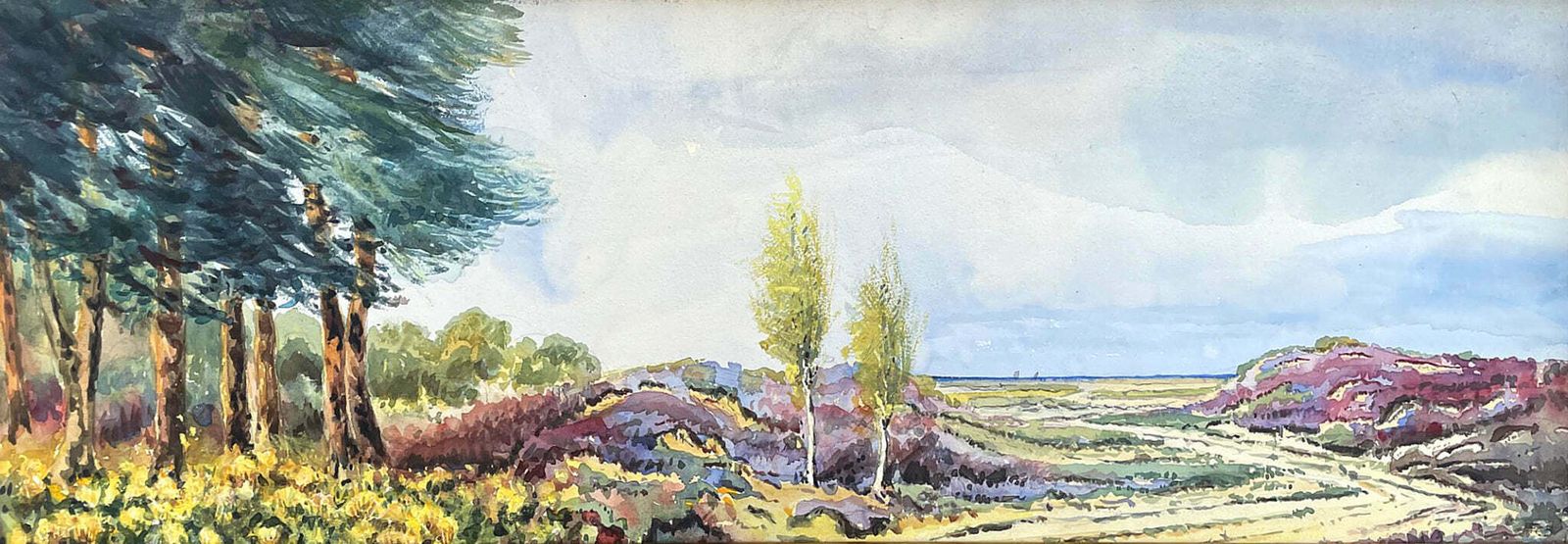 Superb Edwardian Scottish Colourist School Watercolour Coastal Landscape photo for sale