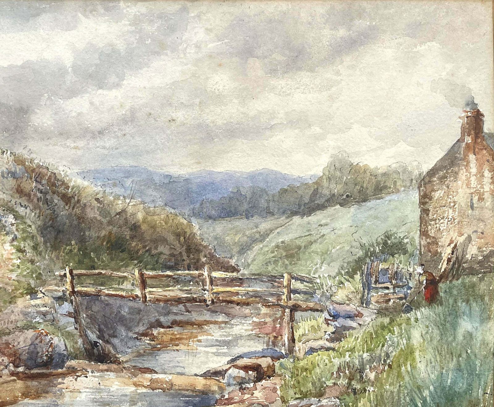 Mid C19th Victorian Watercolour   Rural Cottage By A Stream   Samuel Bough (1822 1878) photo buy