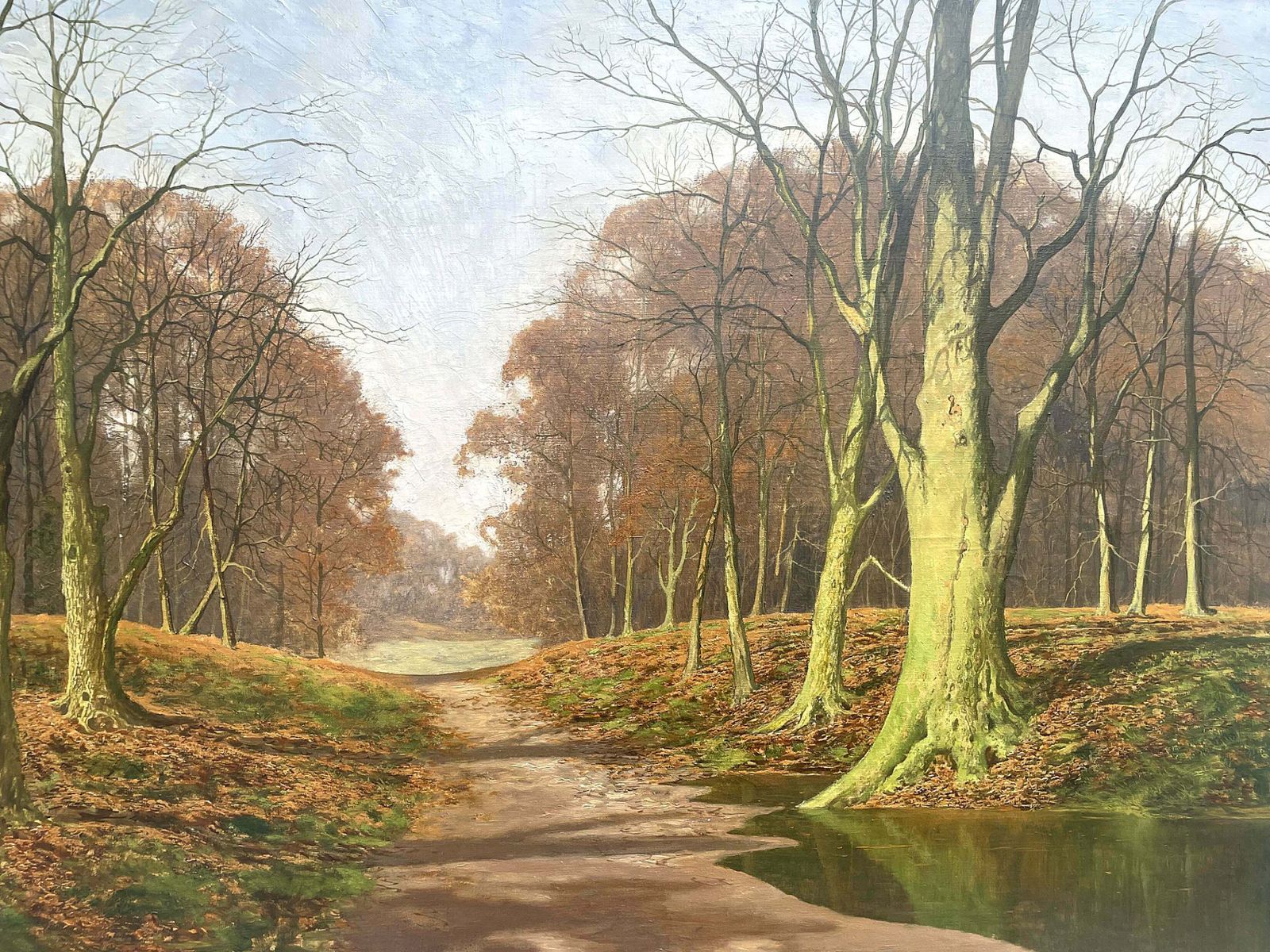 Superb Large Mid C20th Vintage Oil On Canvas   Woodland Landscape By David Mead (1906 1986) photo Art