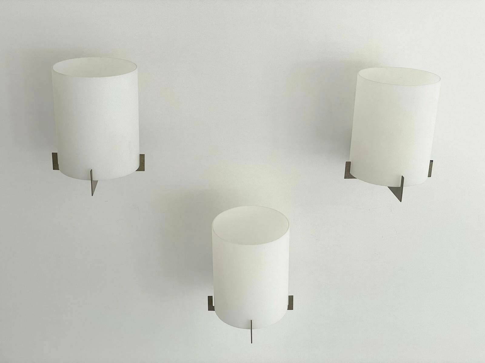 Italian Design Opal Glass Set Of 3 Sconces By Ignazio Gardella For Azucena, 1950s, Italy photo 3809.0