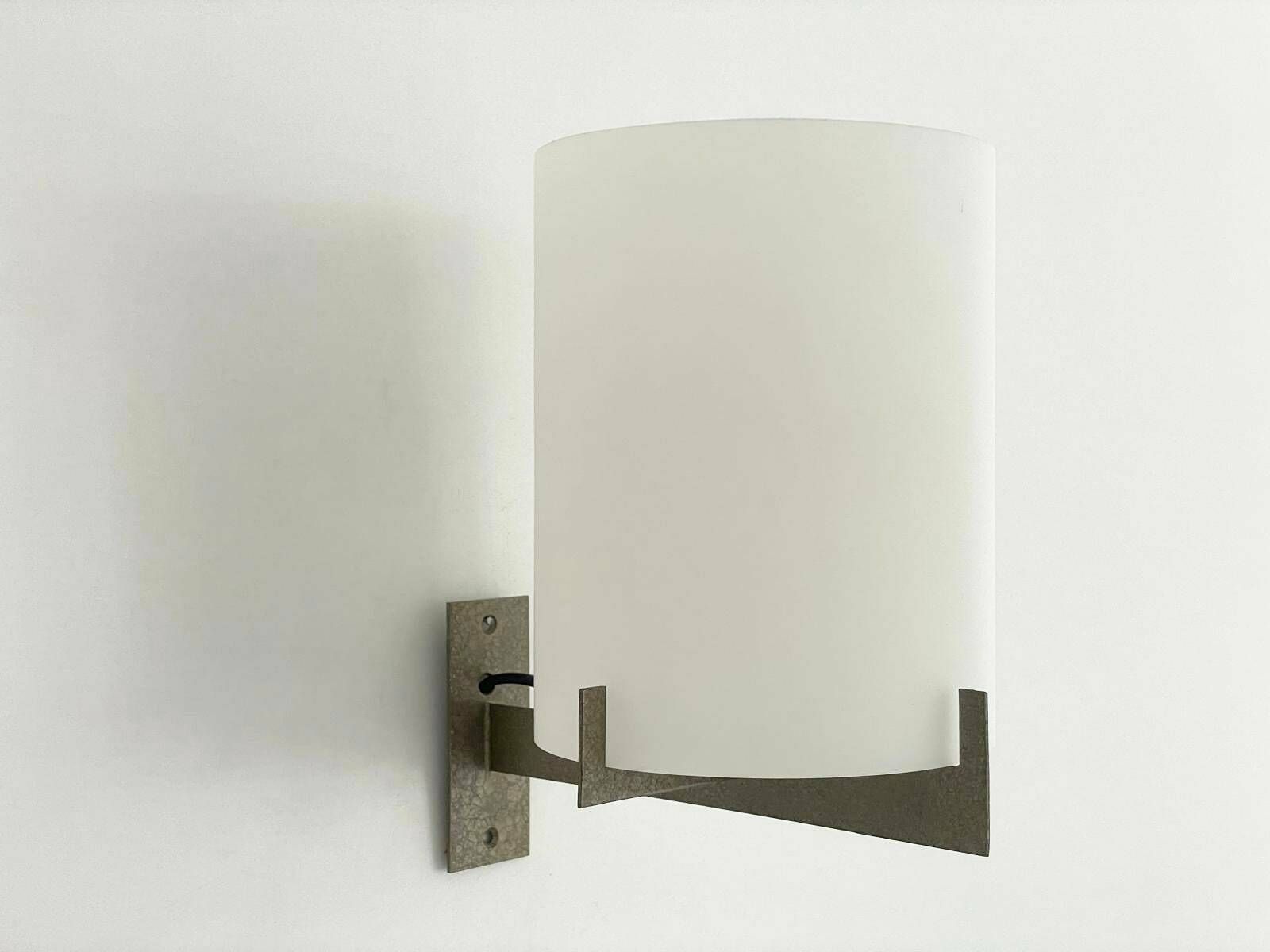 Italian Design Opal Glass Set Of 3 Sconces By Ignazio Gardella For Azucena, 1950s, Italy photo vinterior