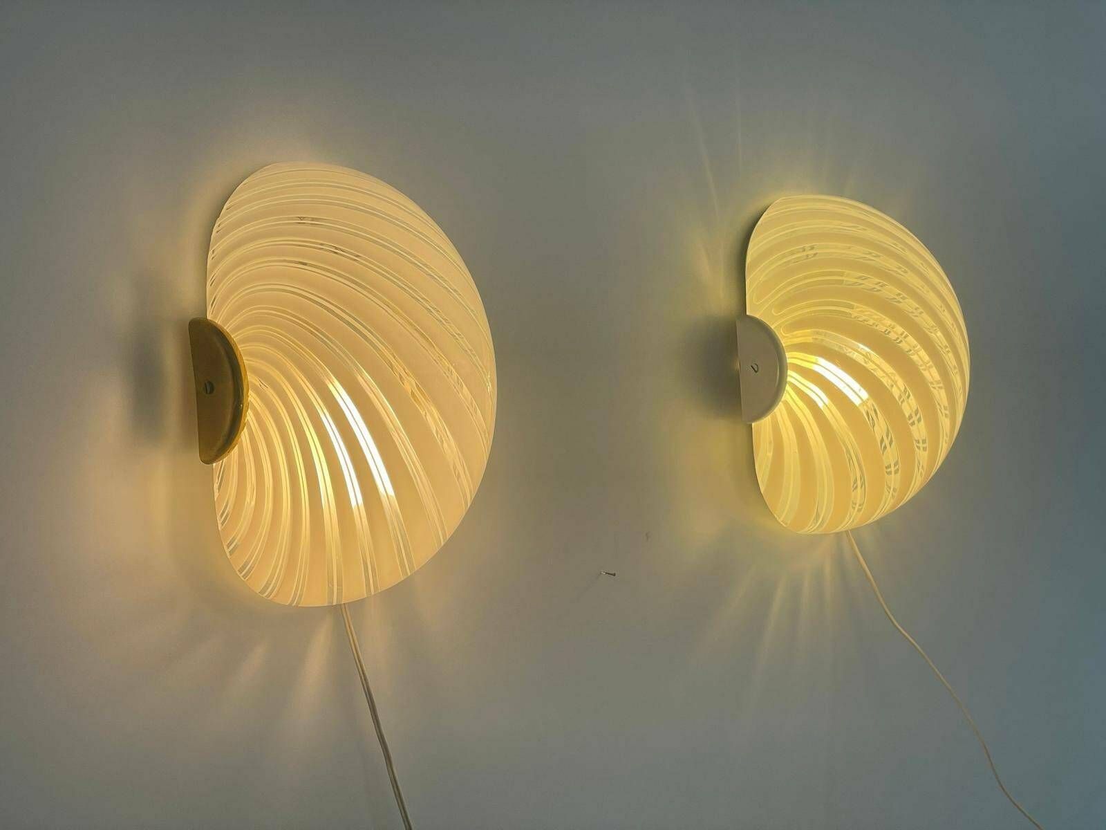 Swirl Pattern Murano Glass Pair Of Sconces By F.Fabbian, 1970s, Italy photo furniture