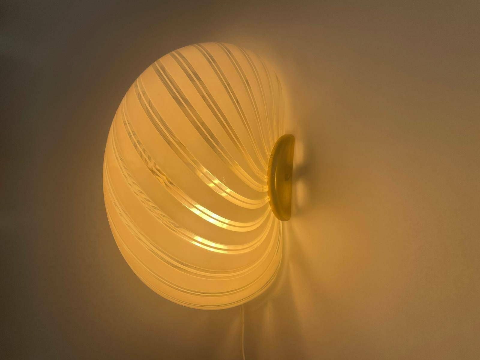 photo for sale Swirl Pattern Murano Glass Pair Of Sconces By F.Fabbian, 1970s, Italy
