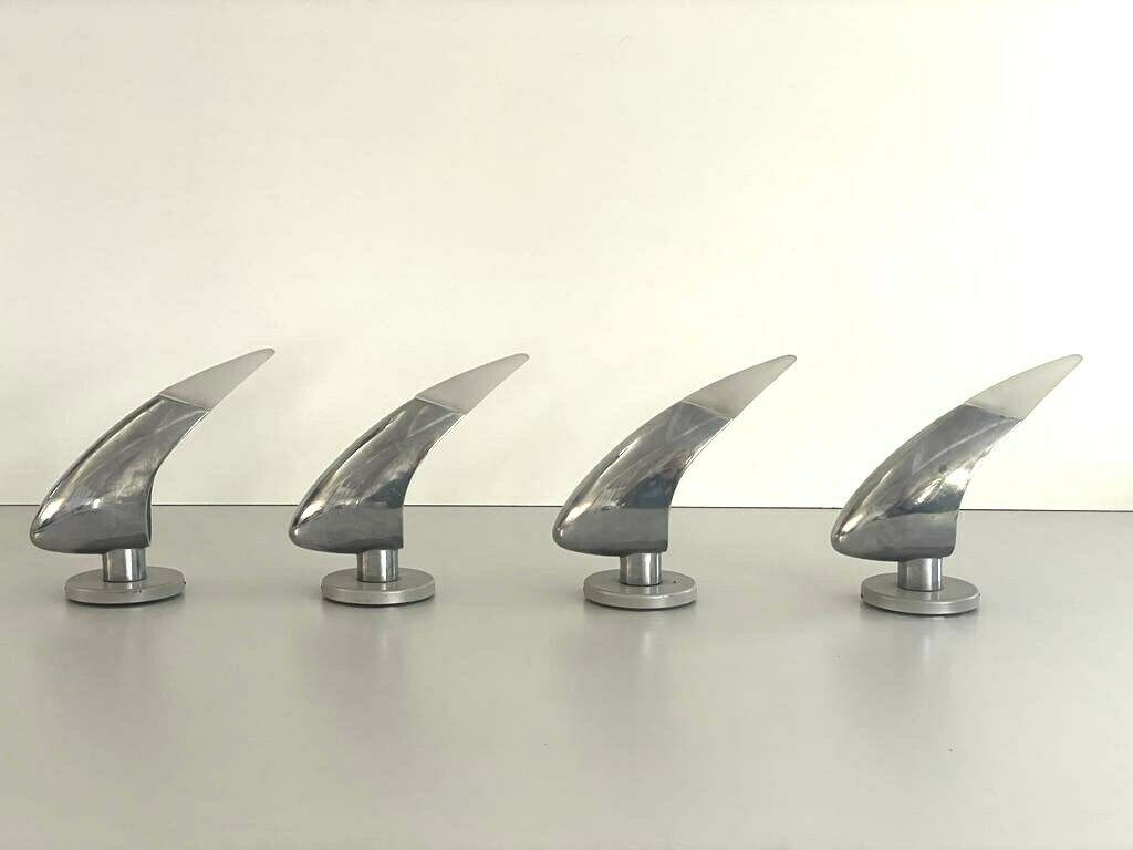 Excellent Gray Metal And Glass French Pair Of Sconces By Blux Adar Pie. photo buy