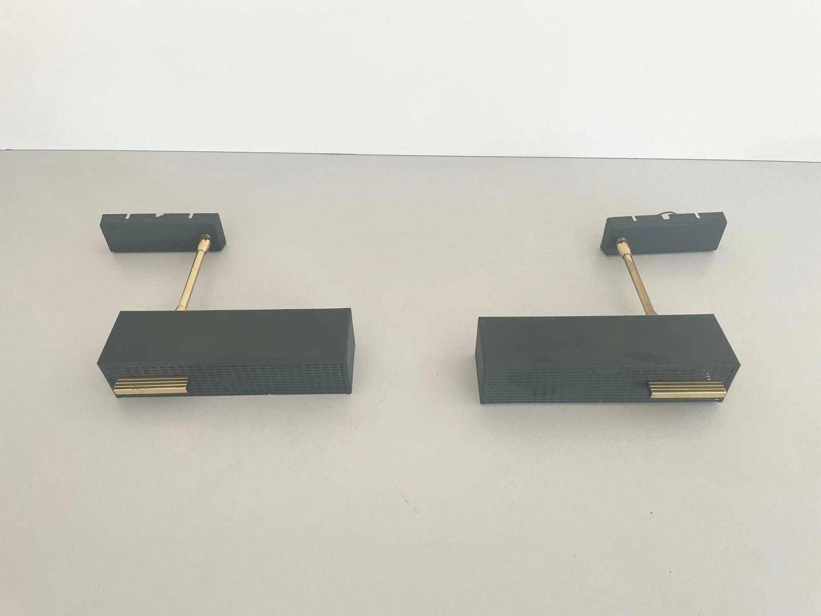 Mid Century Metal And Brass Pair Of Sconces By Paul Neuhaus Leuchten, 1950s, Germany