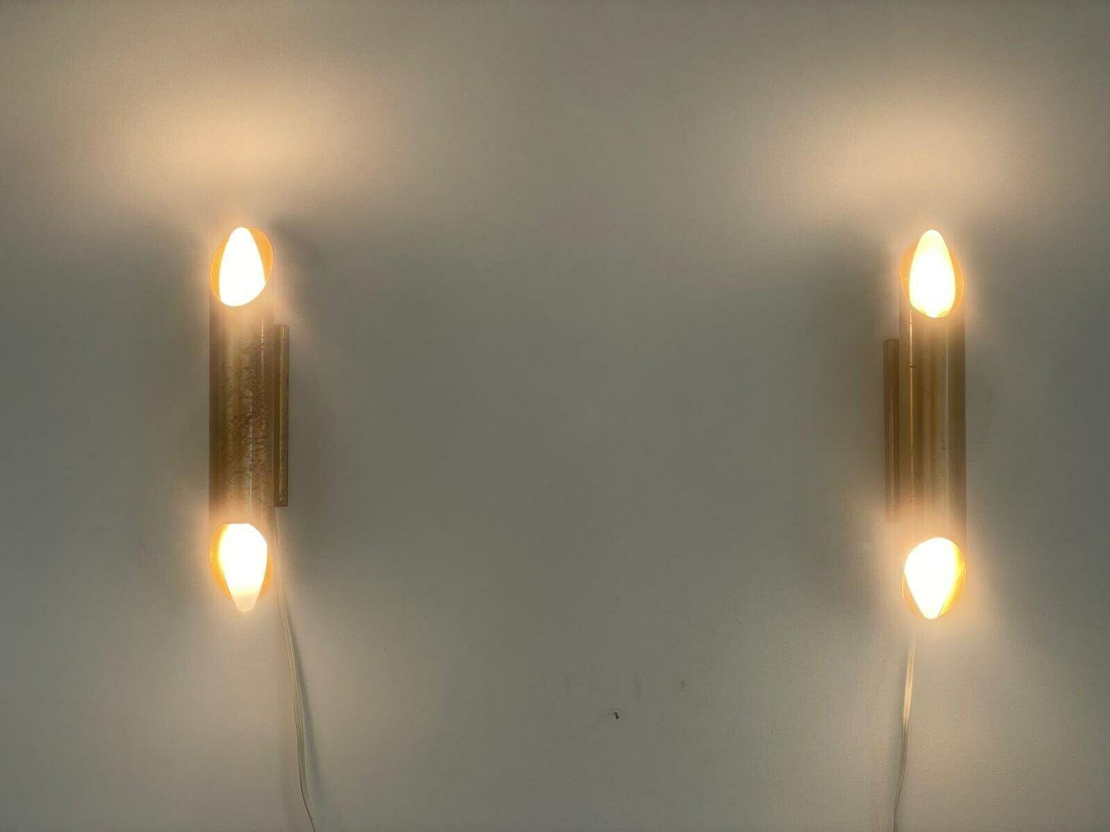 Mid Century Modern Italian Design Brass Pair Of Sconces With Patinas, 1960s, Italy photo 980.0