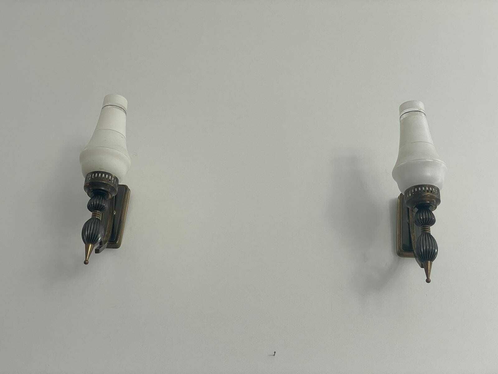 Italian Glass And Black Metal Pair Of Sputnik Sconces, 1950s, Italy photo 762.0