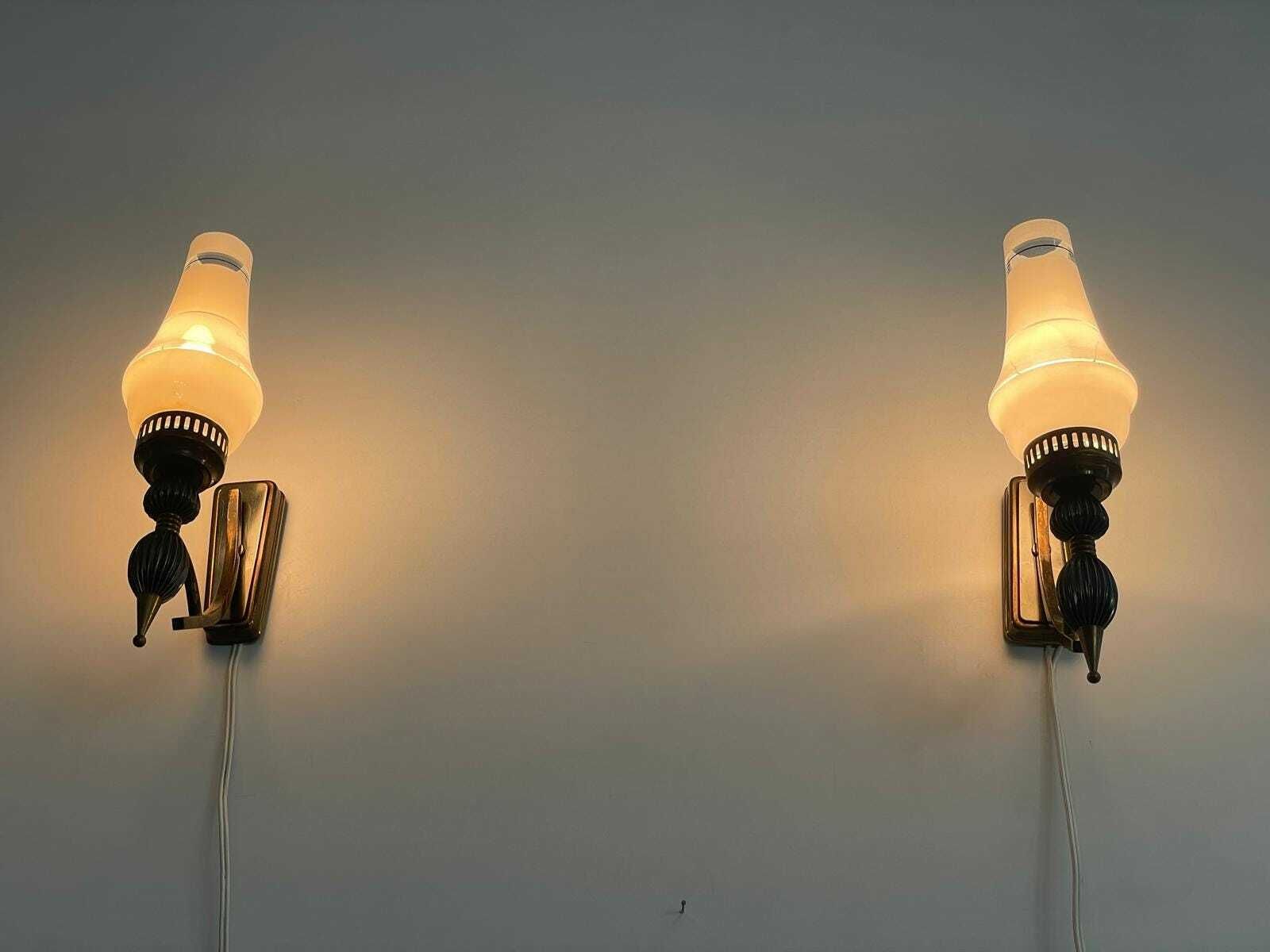Italian Glass And Black Metal Pair Of Sputnik Sconces, 1950s, Italy photo vinterior
