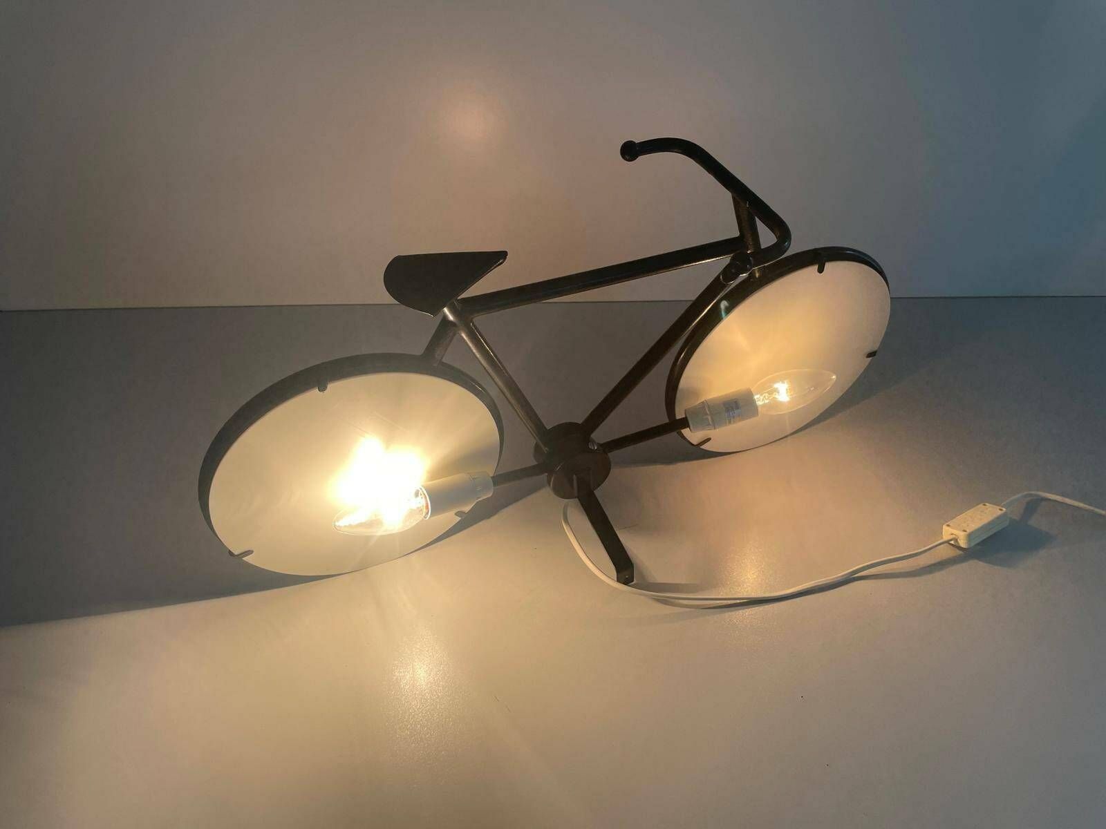 Lovely Black Metal Bicycle Table Or Wall Lamp By Zicoli Limbach, 1970s, Germany photo 1088.0