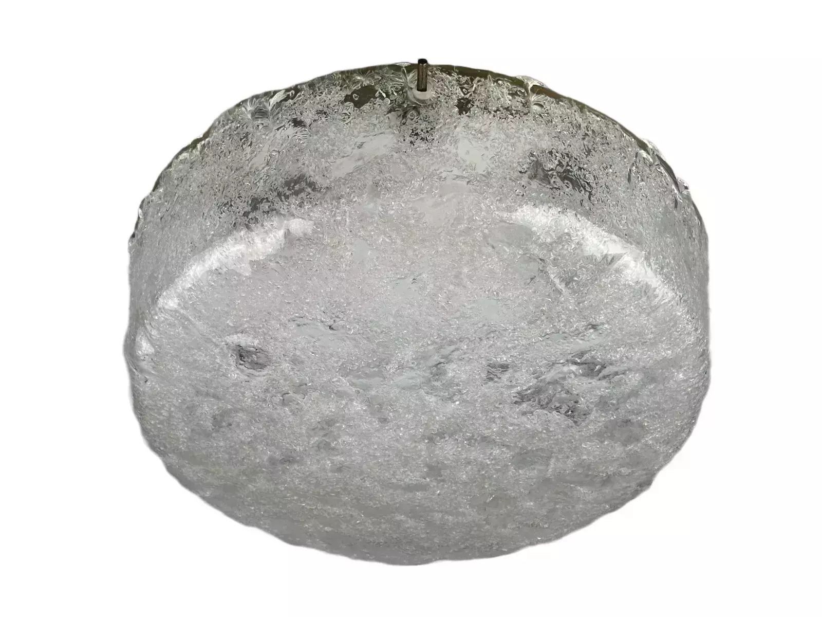 60er 70er Jahre Deckenlampe Plafoniere Flush Mount Ice Glas Hillebrand Germany