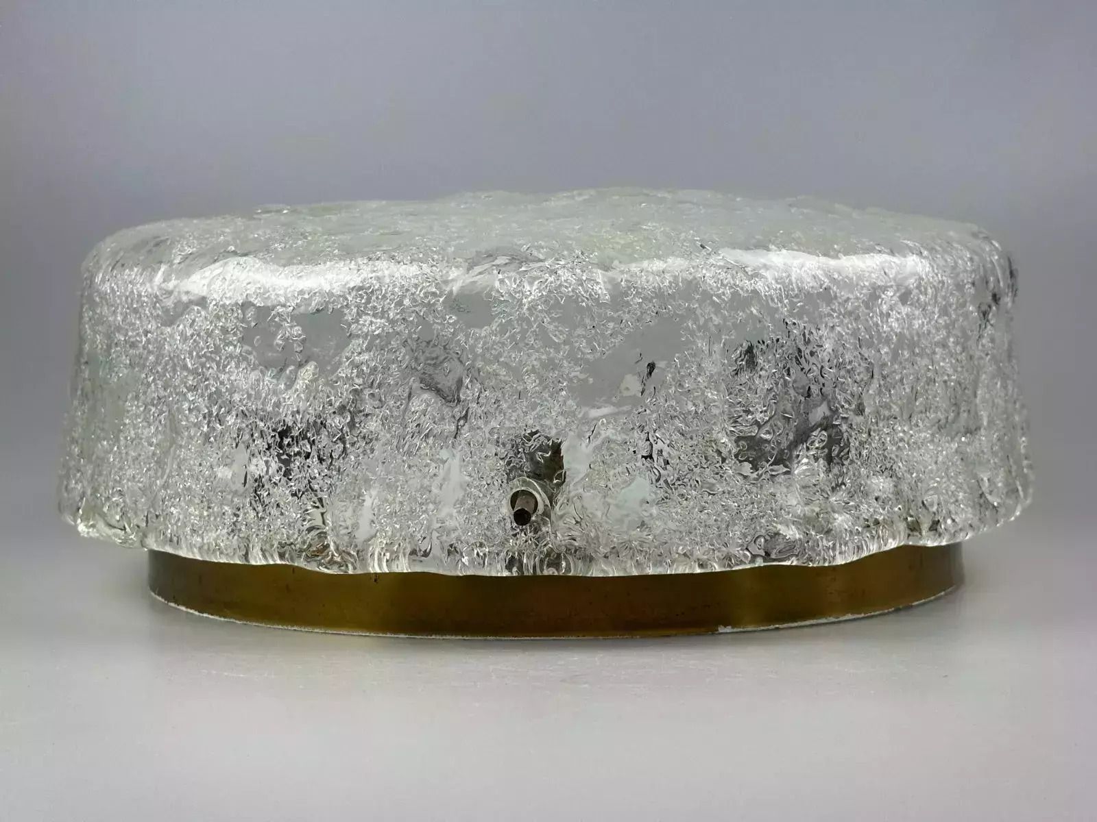 60er 70er Jahre Deckenlampe Plafoniere Flush Mount Ice Glas Hillebrand Germany photo buy
