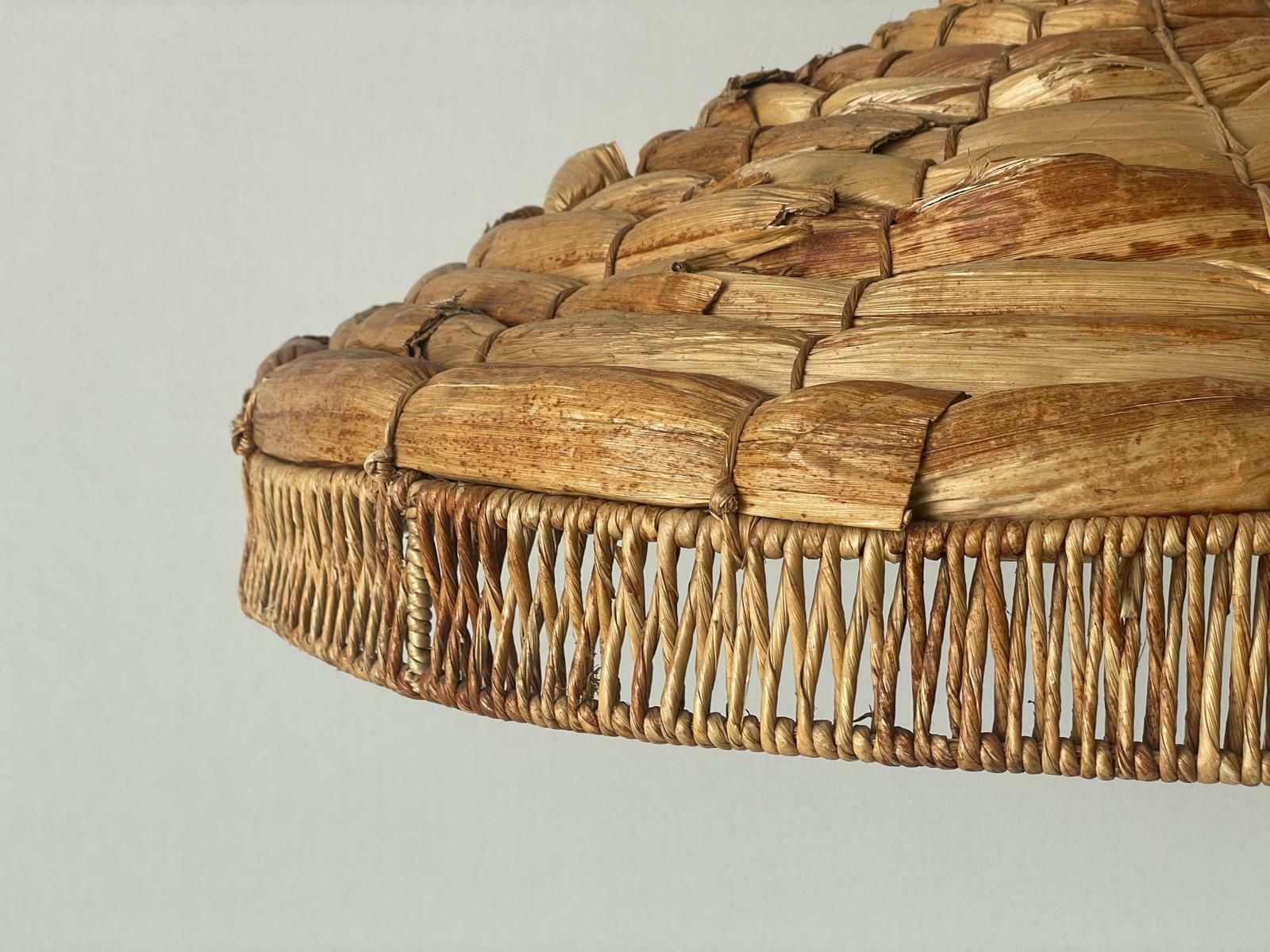 photo furniture Beautiful Bamboo And Straw Xxl Pendant Lamp, 1960s, Germany