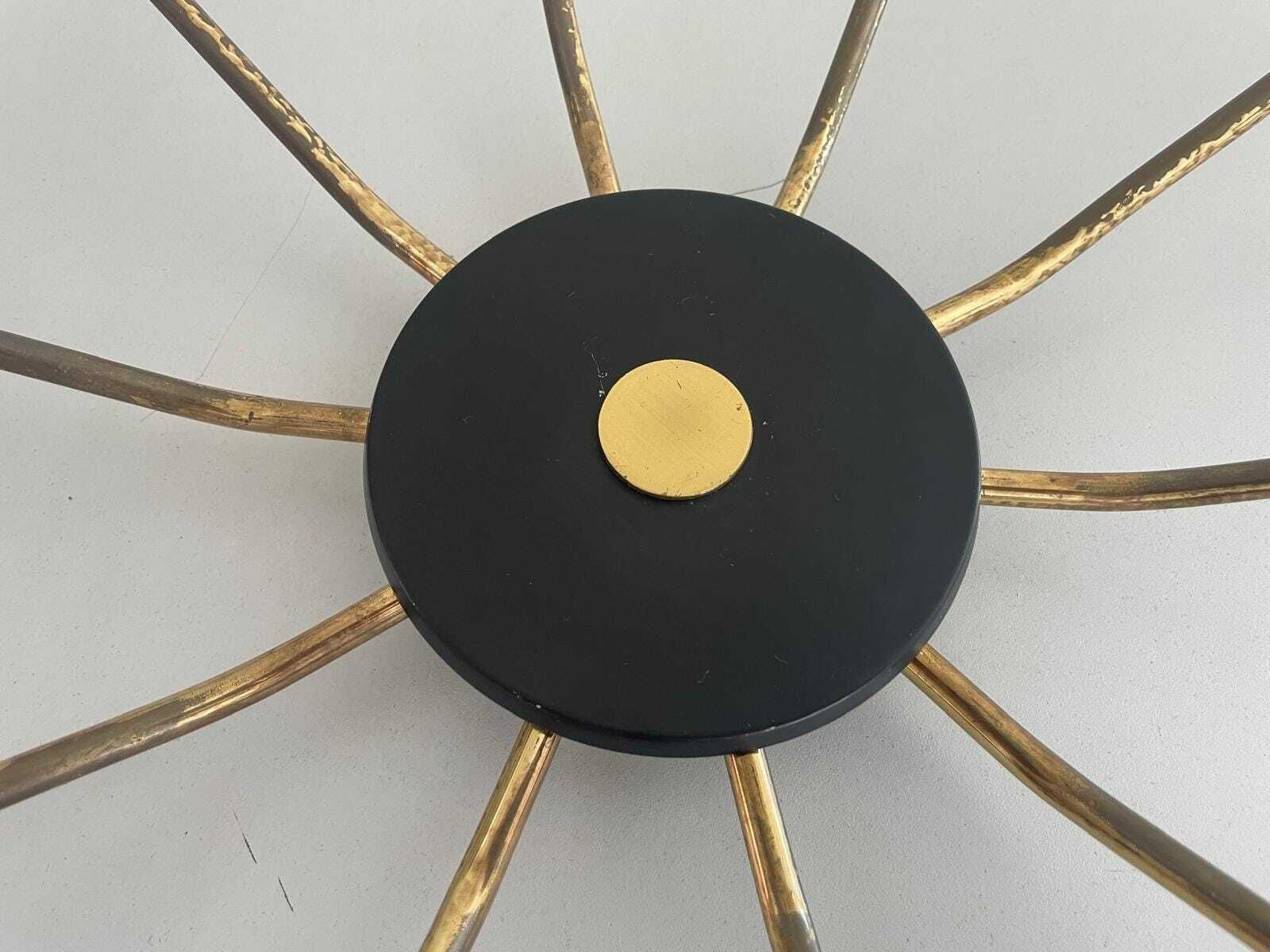 Mid Century Gray Metal And Brass Body 10 Armed Sputnik Ceiling Lamp, 1950s, Germany photo vintage