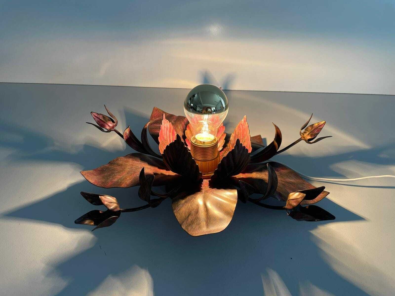 Italian Lovely Flower Design Metal Flush Mount Light, Italy, 1960s, 3 Available In Stock photo for sale