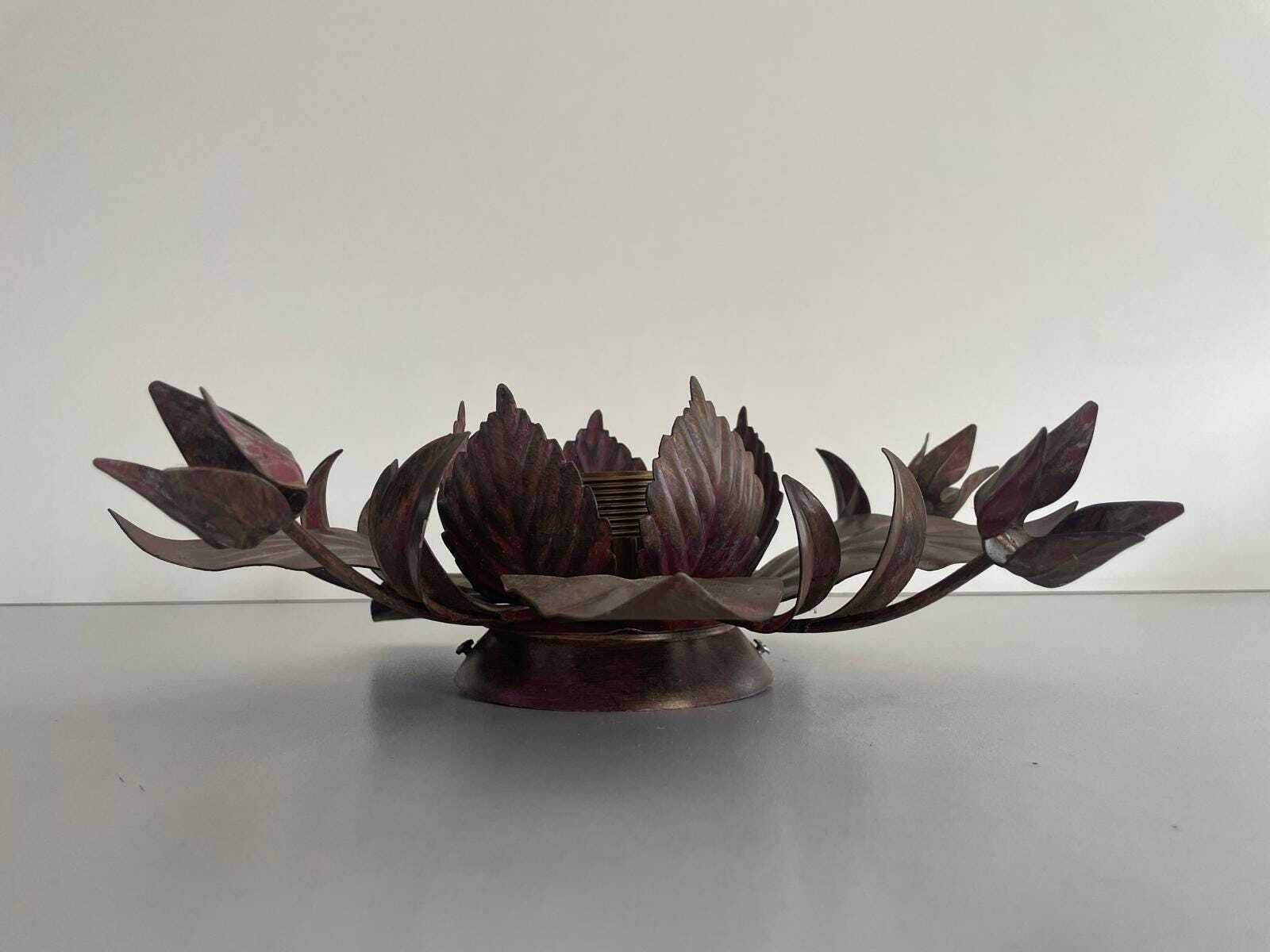 Italian Lovely Flower Design Metal Flush Mount Light, Italy, 1960s, 3 Available In Stock photo vinterior
