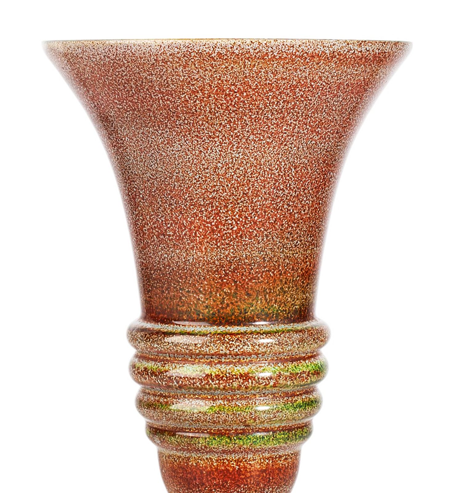 Mid 20th Century Modern Barbini Like Enameled Murano Glass Trumpet Vase, Italy photo furniture