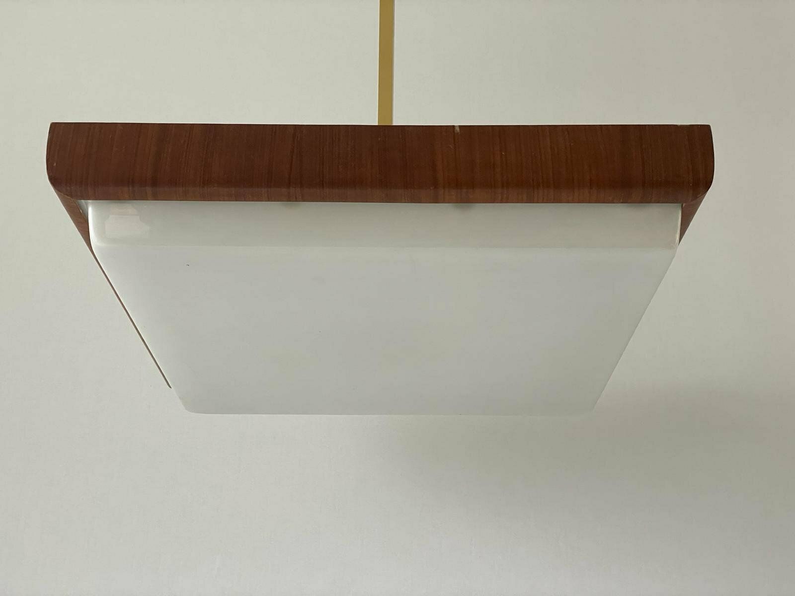 Mid Century Modern Xxl Billiard Ceiling Lamp In Wood And Plexi, 40s/50s, Italy photo for sale