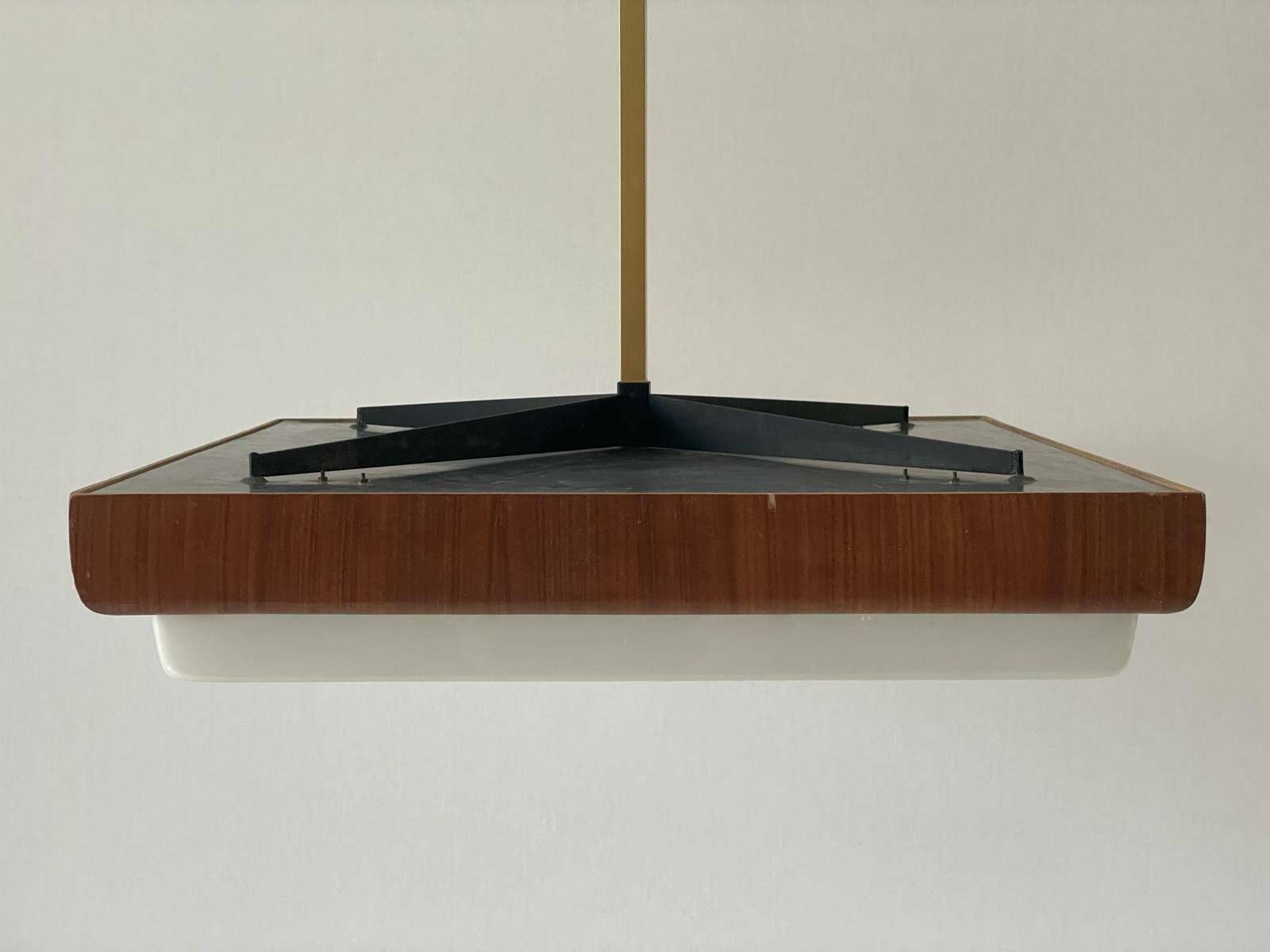 Mid Century Modern Xxl Billiard Ceiling Lamp In Wood And Plexi, 40s/50s, Italy photo buy