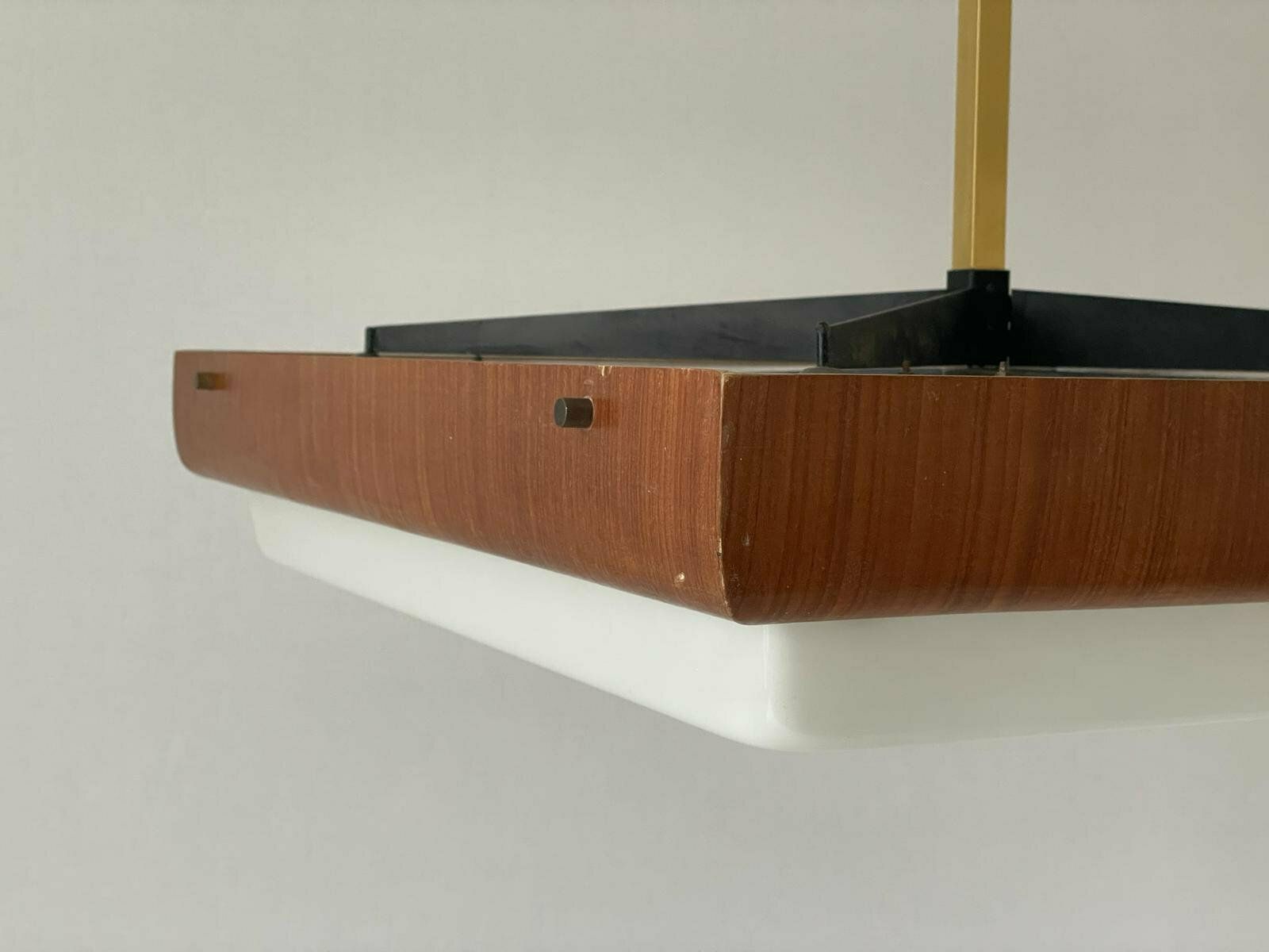 photo for sale Mid Century Modern Xxl Billiard Ceiling Lamp In Wood And Plexi, 40s/50s, Italy