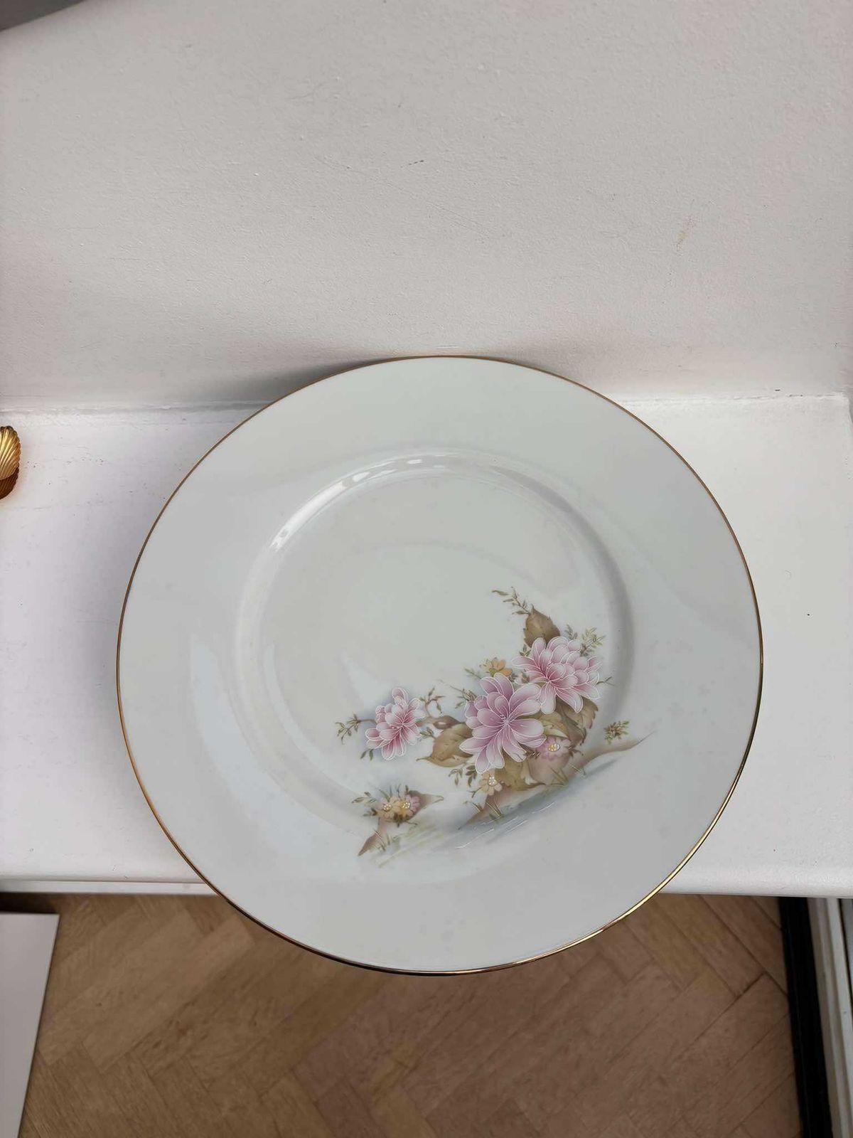 Set 4 Large Presentation Plates Porcelain Limoges Jb De Saint Eloi Romantic Service Pink Flowers Golden Rim 1950s Mid Century French Gift photo buy