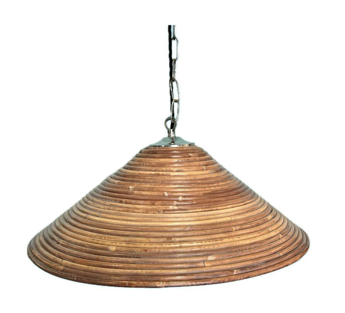 An Italian 1970s Pencil Reed Bamboo And Chrome Ceiling Lights photo vintage
