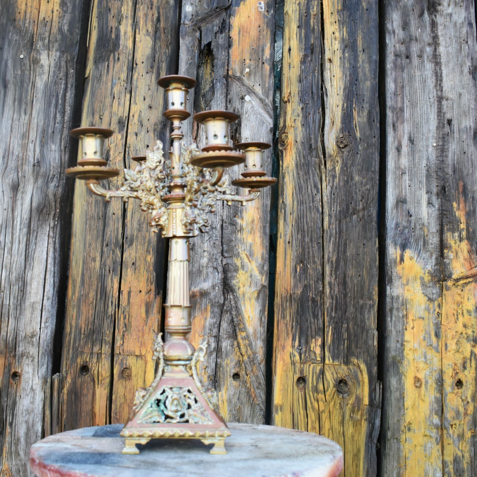 Antique 19th Century Bronze Christopher Dresser Style Church Altar Candelabra