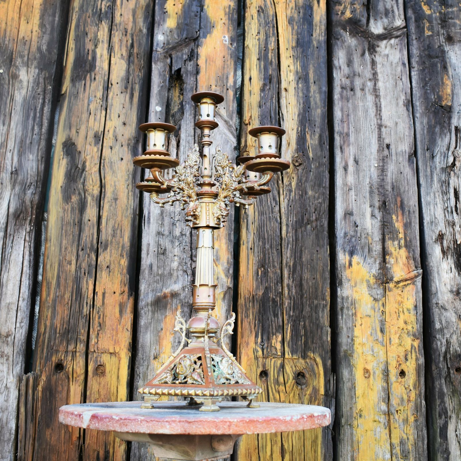 Antique 19th Century Bronze Christopher Dresser Style Church Altar Candelabra photo Home Decor