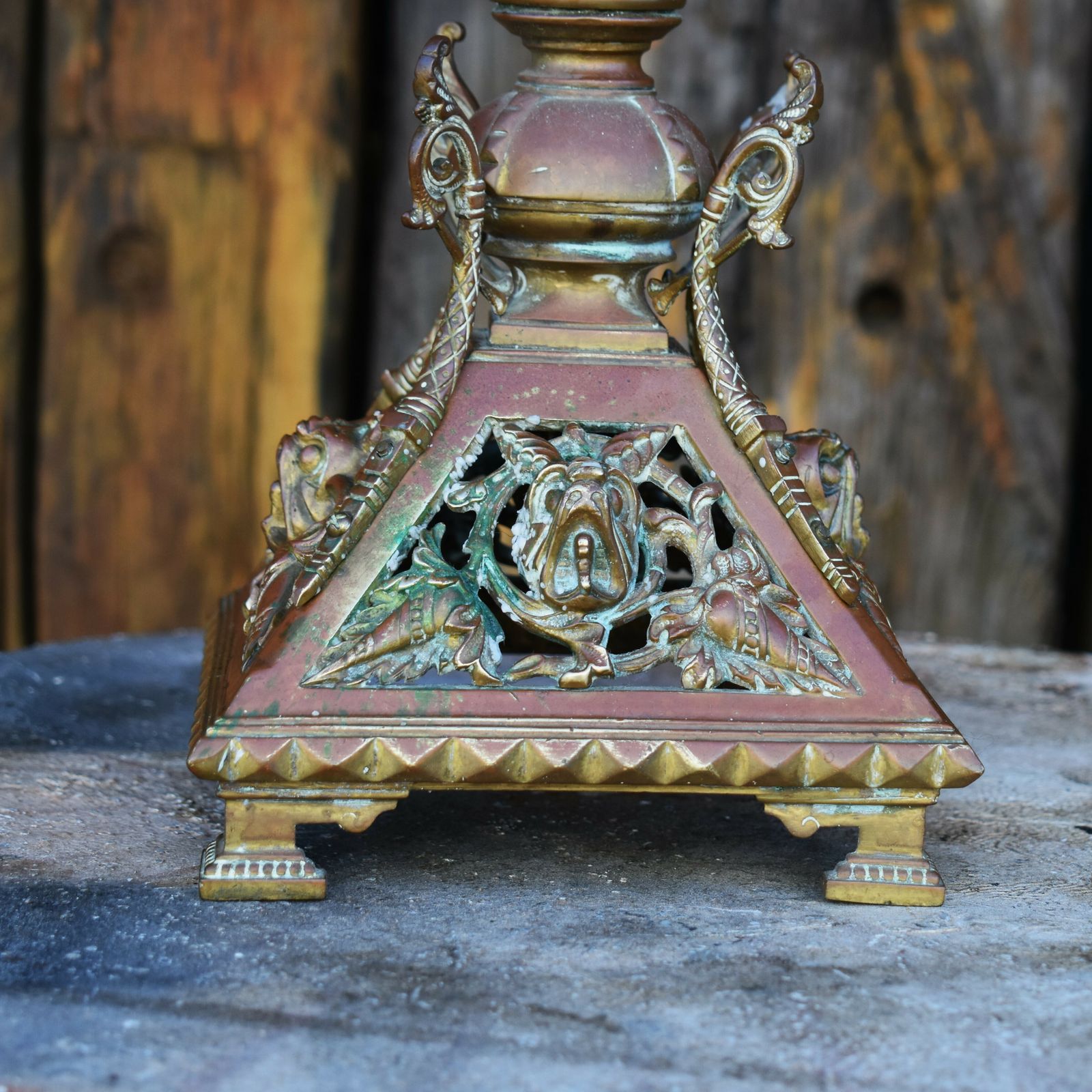Antique 19th Century Bronze Christopher Dresser Style Church Altar Candelabra photo 325.0
