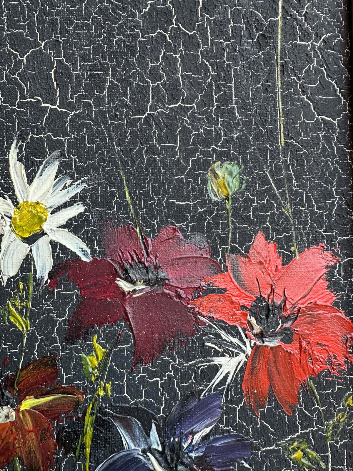 French Mid Century Floral Oil Painting 1965 Signed & Framed photo vinterior
