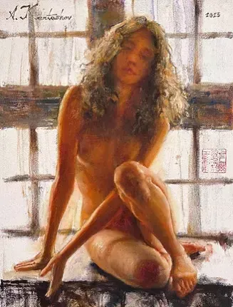 Giclée Print On Canvas, Nude In The Front Of The Window, 2023, By Kartashov Andrey, Russia, 21st Century. 1 Of 50 Limited Prints. photo for sale