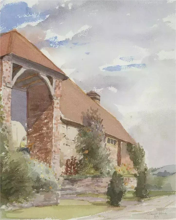 Stewart Charles Hine (1928 2018)   2001 Watercolour, The Barn, Bury, Sussex photo furniture