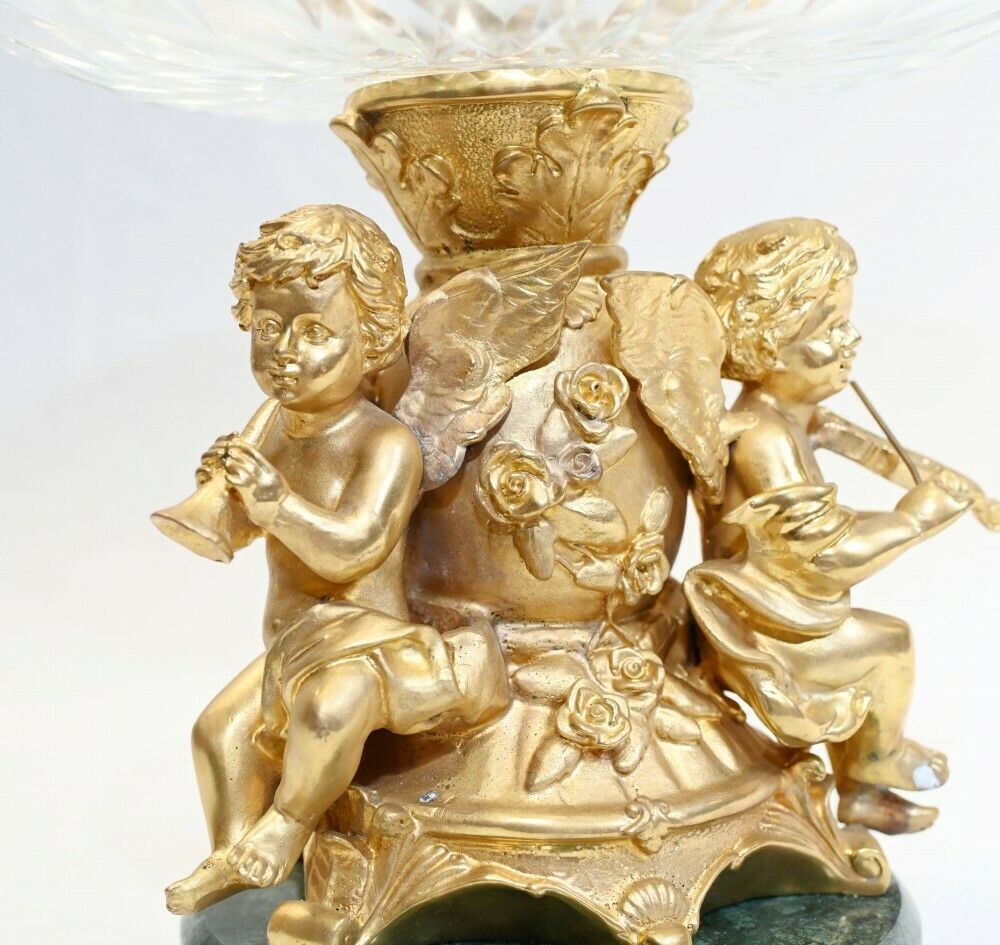 Pair Empire Candelabras Rock Crystal Gilt Candles photo for sale