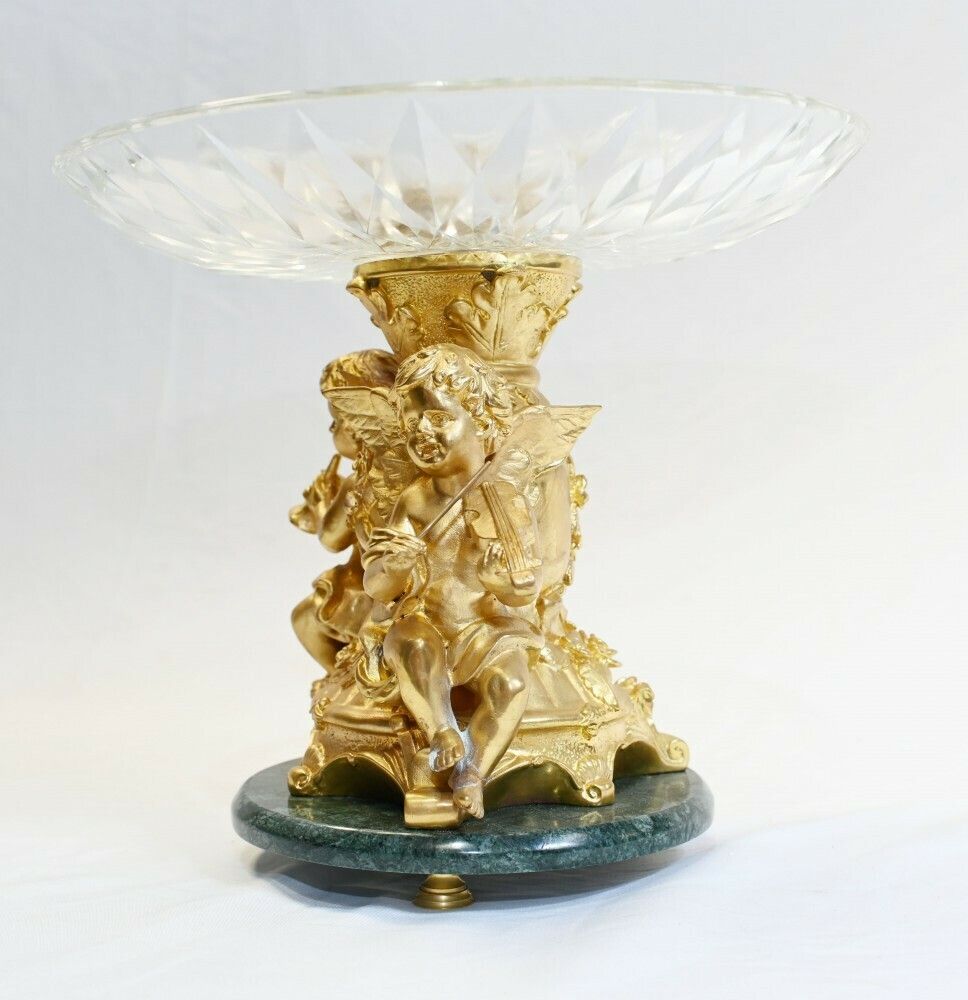 Pair Empire Candelabras Rock Crystal Gilt Candles photo vinterior