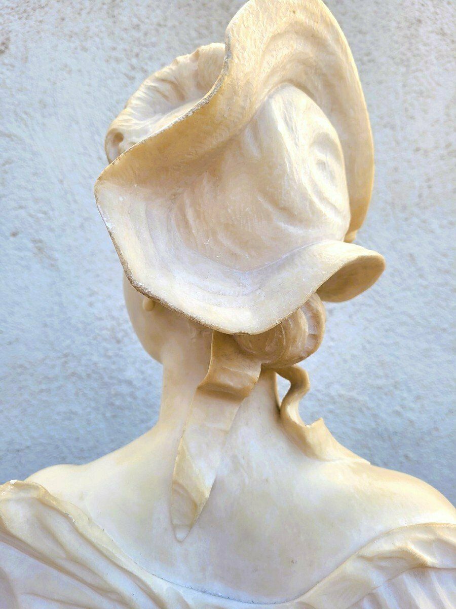 Ant Nelson, Bust Of A Woman, Alabaster, Late 19th Century photo vintage