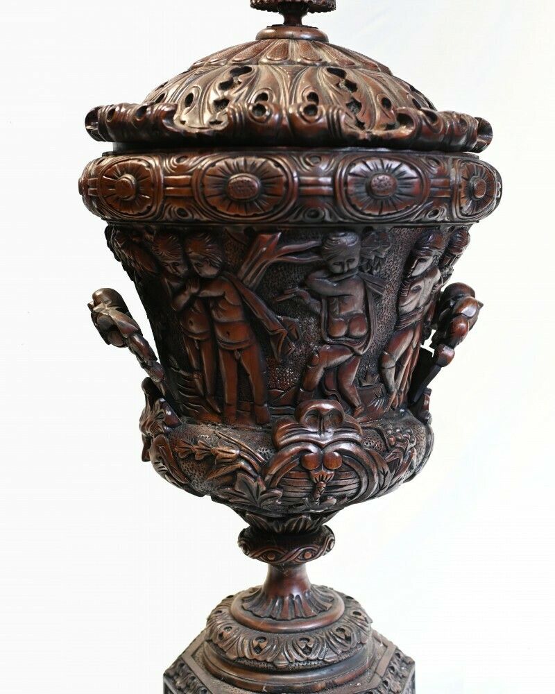 Pair Monumental Carved Italian Urns Campana Grand Tour Planters photo vintage