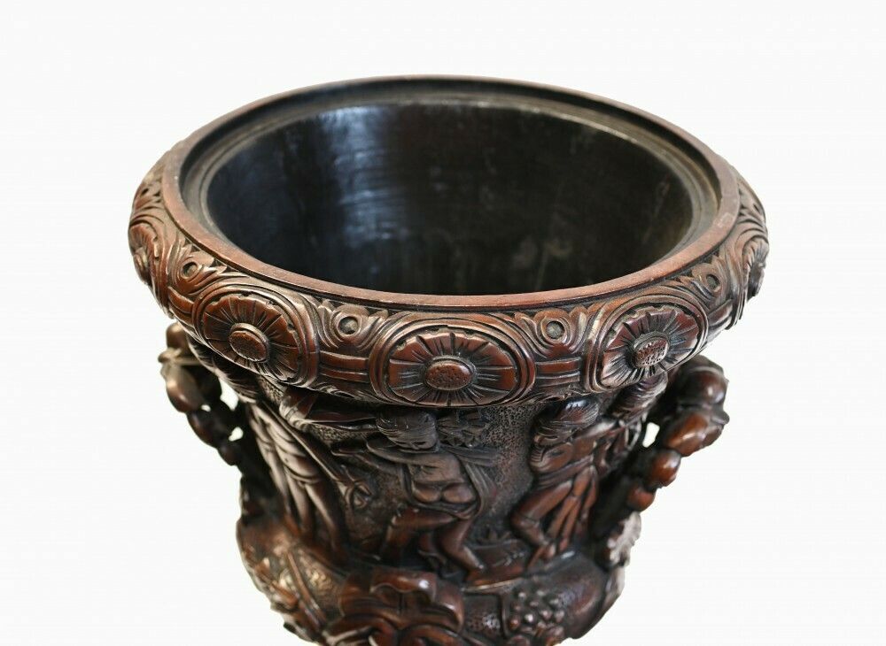 photo vinterior Pair Monumental Carved Italian Urns Campana Grand Tour Planters