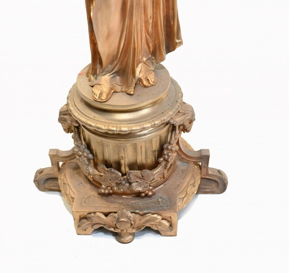 Pair French Gilt Candelabras Female Maiden Figural Candles photo for sale