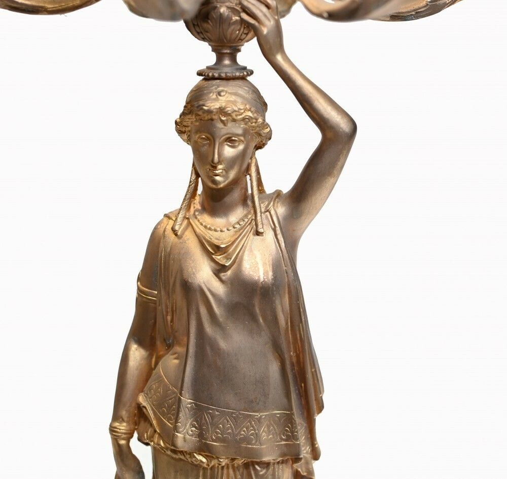 Pair French Gilt Candelabras Female Maiden Figural Candles photo Home Decor