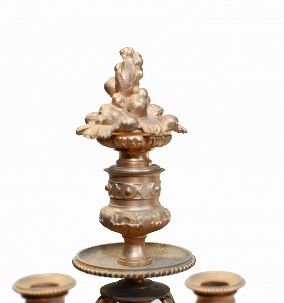 Pair French Gilt Candelabras Female Maiden Figural Candles photo vintage