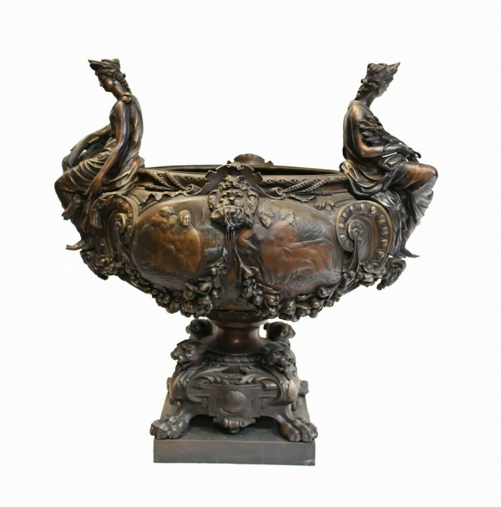Home Decor Monumental Bronze Bowl Centerpiece French Classical Lerolle Freres photo