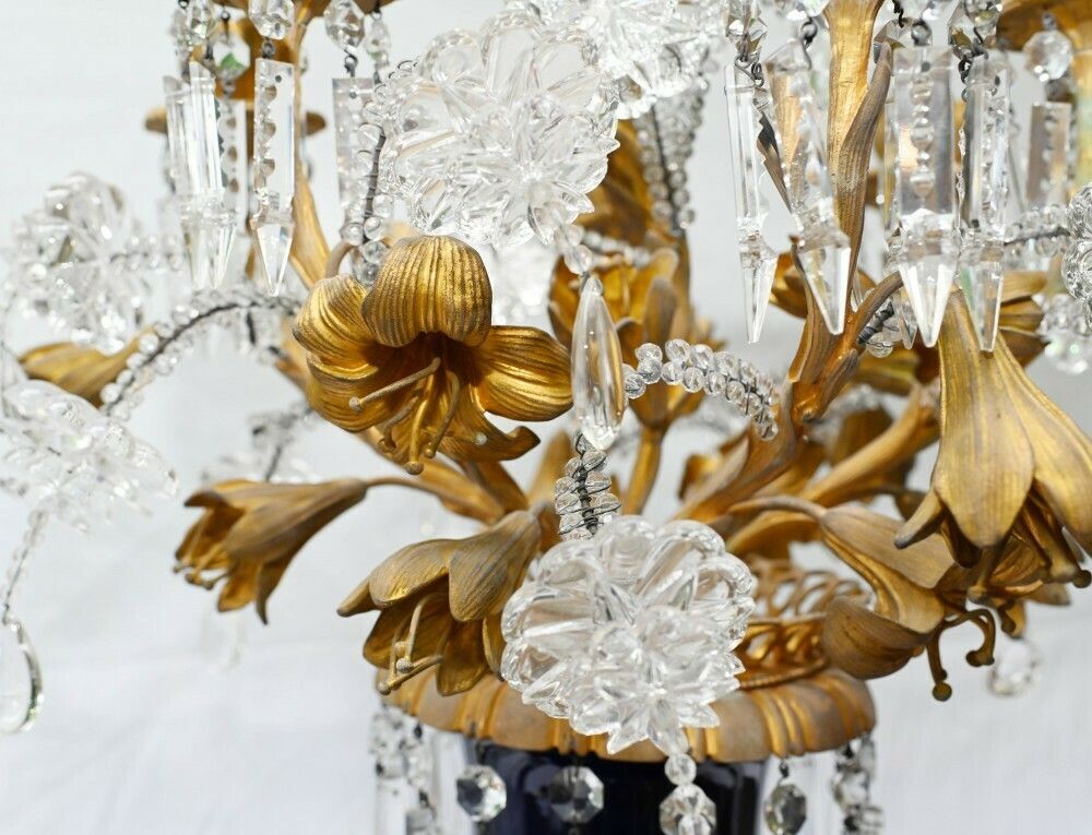 photo furniture Pair Porcelain Candelabra Vases Louis XVI Lustral Drops