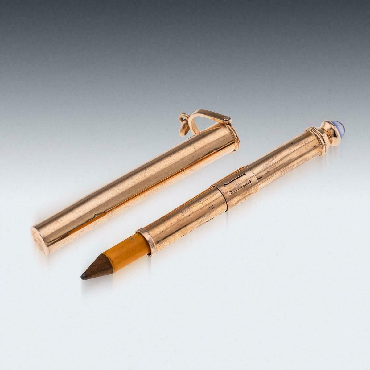 Antique 20th Century French Solid Gold & Sapphire Retractable Pencil C.1900 photo furniture